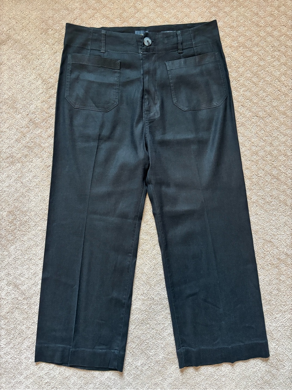 Anthropologie Black Collette Linen Cropped Trousers - Picture 2 of 13